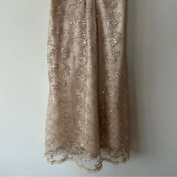 Guess Vintage Y2K Sheer Metallic Mesh Lace Embroidered Slip Dress - Picture 11 of 13